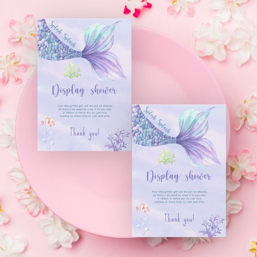 人魚の女の子の赤ちゃんシャワーチケットディスプレイシャワー エンクロージャーカード