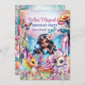 人魚の妖精の魔法の誕生日パーティー 招待状 (正面/裏面)