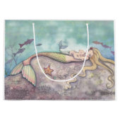 人魚の子守唄 母と赤ちゃんの人魚 ファンタジー ラージペーパーバッグ (正面)