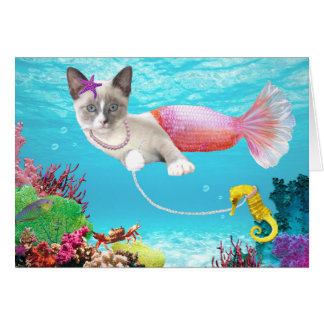 人魚の子猫グリーティングカード