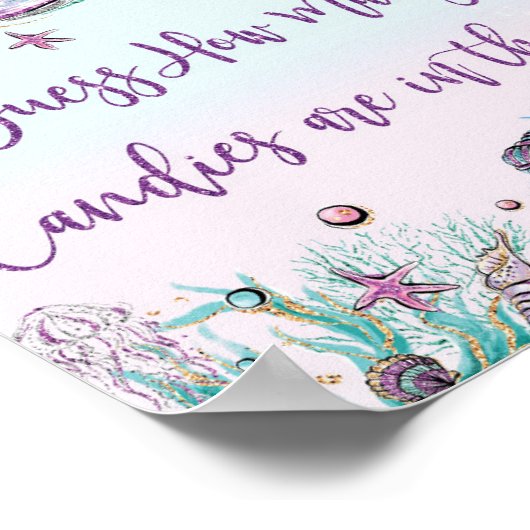 人魚の宝物を当てよう！ベイビーシャワーのサイン ポスター (角)