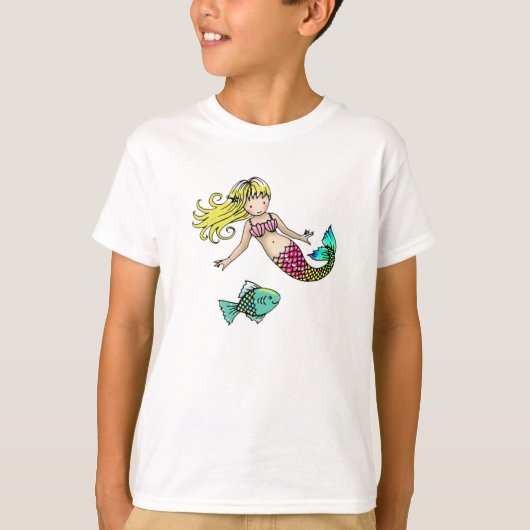 人魚の小さなシャツ子供へ Tシャツ (正面)