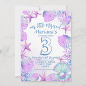 人魚の小さな三歳の誕生日 招待状 (正面)