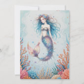 人魚の小さな女の子が彼女の道に海の赤ちゃんシャワー 招待状 (裏面)