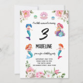 人魚の小さな女の子誕生日 招待状 (正面)