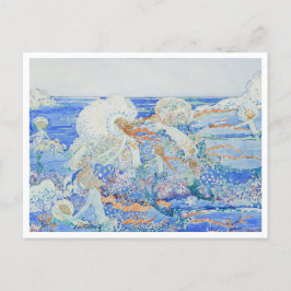 人魚の小さな女の子 – 人魚遊の波の中 ポストカード