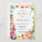 人魚の小さな赤ちゃんシャワー 招待状 (正面)