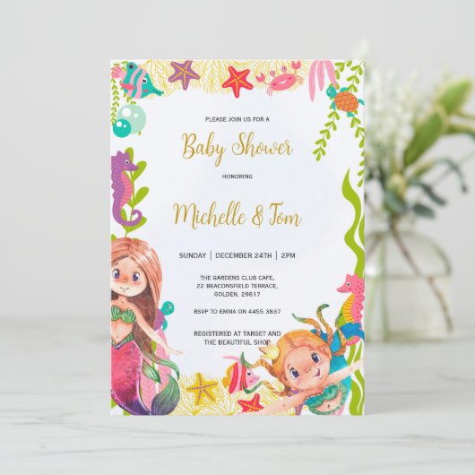 人魚の小さな赤ちゃんシャワー 招待状 (スタンド正面)