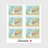 人魚の少女がユニコーンの海馬に乗っている、マーホース シール (シート)