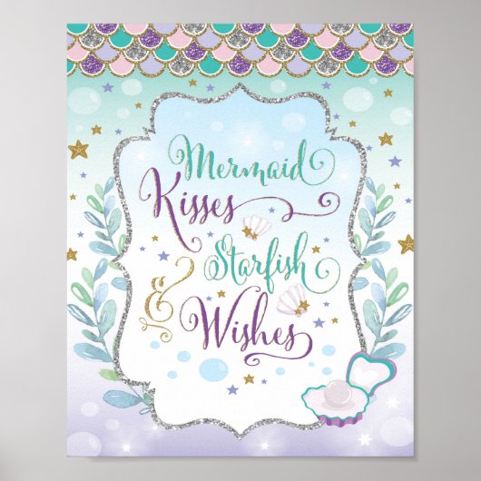 人魚の少女のベビー部屋の装飾 - 海の下の壁画 ポスター (正面)