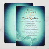 人魚の尾とゴールドハートのブライダルシャワー 招待状 (正面/裏面)