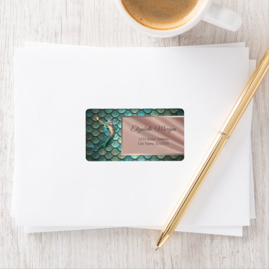 人魚の尾に乗った人魚はかりで測のパーソナライズされた- ラベル (インサイチュ)