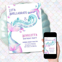 人魚の尾のように海のように自由な誕生日を祝おう Shellabrate 招待状