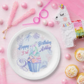 人魚の尾のカップケーキ 誕生日紙皿 ペーパープレート (パーティー)