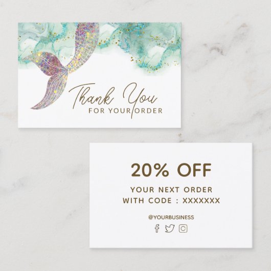 人魚の尾のサンキューカード 名刺 (正面/裏面)