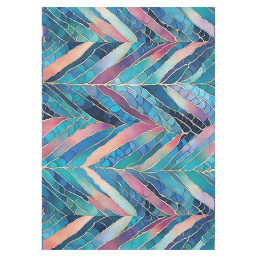 人魚の尾のプリント 青とピンク テーブルクロス (正面)