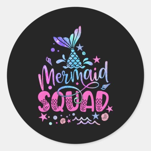 人魚の尾の人魚の分隊 ラウンドシール (正面)