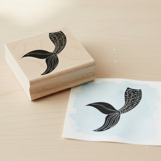 人魚の尾の木製アートスタンプ ラバースタンプ