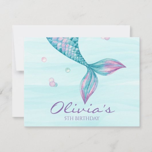 人魚の尾の誕生日 招待状 (正面)