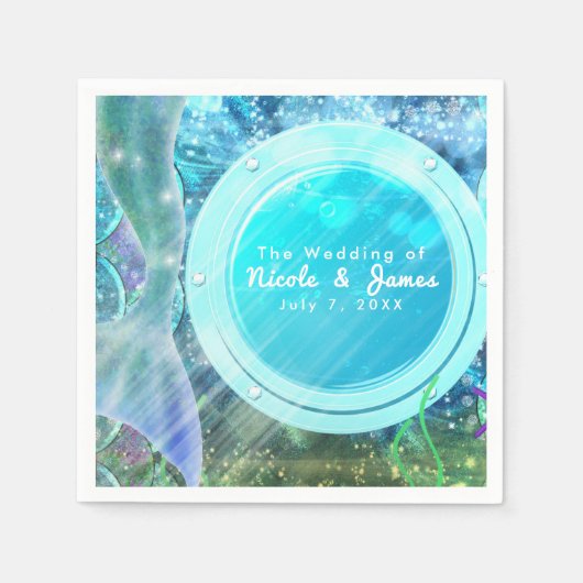 人魚の尾の魔法の海の誕生日パーティー スタンダードカクテルナプキン (正面)