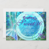 人魚の尾の魔法 海の下のスイート16誕生日 招待状 (正面)