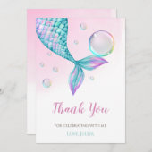 人魚の尾ひれと泡の誕生日 サンキューカード (正面/裏面)