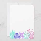 人魚の尾ひれ 海の中 ピンクの誕生日 招待状 (裏面)