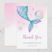 人魚の尾びれと泡の誕生日 サンキューカード (正面/裏面)