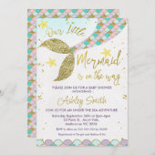 人魚の尾びれ 海の中のベビーシャワー招待状 招待状 (正面/裏面)