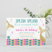 人魚の尾びれ 海の中の誕生日パーティー招待状 招待状 (スタンド正面)