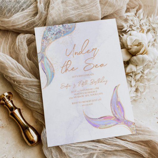 人魚の尾びれ 海の中 招待状