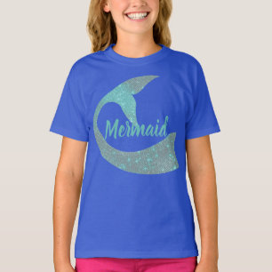 人魚の尾を搭載する子供の人魚のワイシャツ Tシャツ