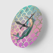 人魚の尾グラデーションの人魚はかりで測姫 ラウンド壁時計 (傾斜)