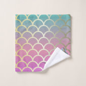 人魚の尾グラデーションの人魚はかりで測 バスタオルセット (ウォッシュタオル)