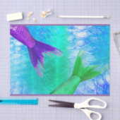 人魚の尾及びスケールのティール（緑がかった色）の紫色 薄葉紙 (クラフト)