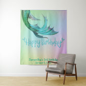 人魚の尾 キラキラ 誕生日 フォトブース 背景 タペストリー (インサイチュ)