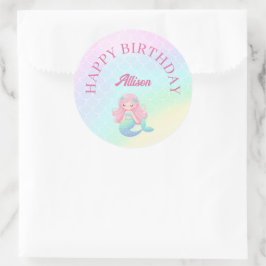 人魚の尾 ティール ピンク 女の子 誕生日 ラウンドシール