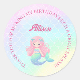 人魚の尾 ティール ピンク 女の子 誕生日 ラウンドシール