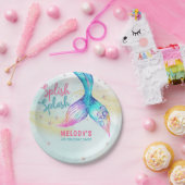 人魚の尾 ラメ入り スプラッシュ 誕生日 ペーパープレート (パーティー)
