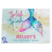 人魚の尾 ラメ入り スプラッシュ 誕生日 ラージペーパーバッグ (正面)