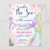 人魚の尾 水彩画 誕生日 海の下 ポストカード (正面)