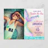 人魚の尾 水彩画 誕生日 海の下 ポストカード (正面)