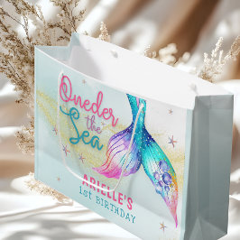 人魚の尾 海の下 1歳の誕生日ギフトバッグ ラージペーパーバッグ