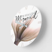 人魚の尾 |私は本当に人魚のことわざ ラウンド壁時計 (傾斜)