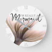 人魚の尾 |私は本当に人魚のことわざ ラウンド壁時計 (正面)