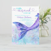 人魚の尾 赤ちゃん 紫 ティール ブルー 赤ちゃんシャワー 招待状 (スタンド正面)
