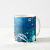 人魚の幻想の金髪の魔法のビーチ コーヒーマグカップ (正面右)