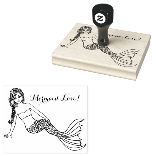 人魚の愛、あなたが私を色づけ、4" x 5"ゴム印 ラバースタンプ (押印)