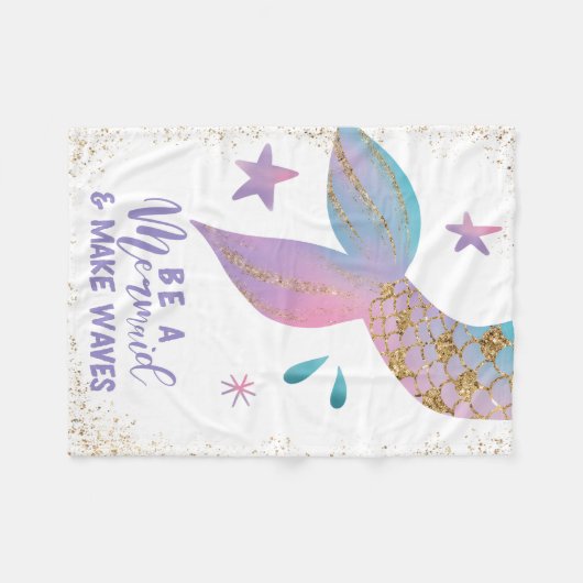 人魚の感動的引用文 フリースブランケット (正面(横))