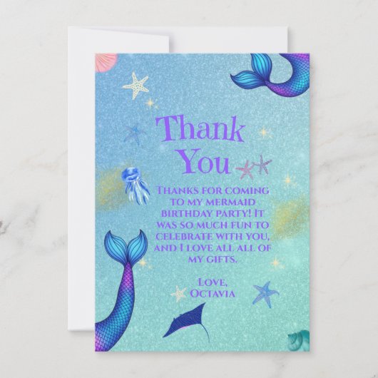 人魚の感謝カード | 海の下 サンキューカード (正面)